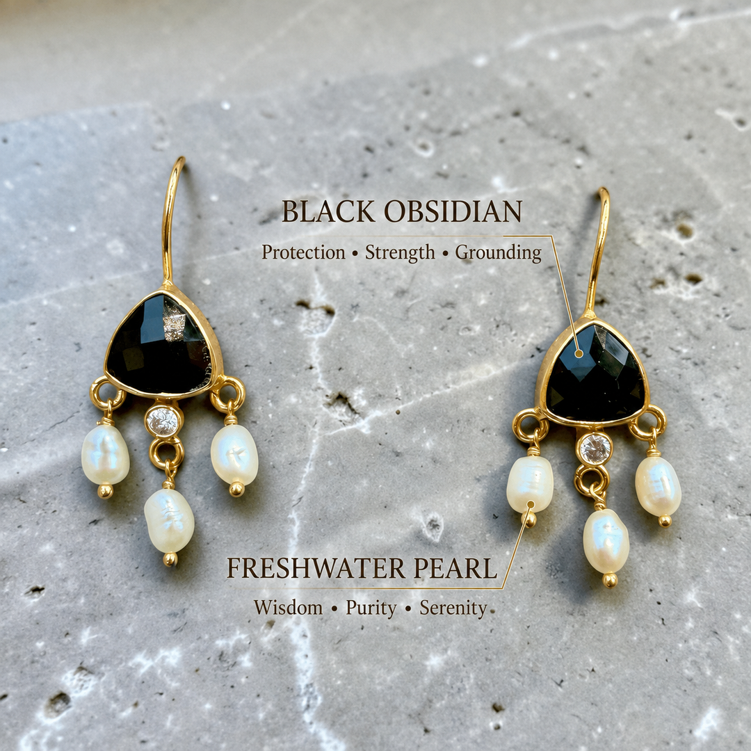 Celeste Gemstone & Pearl Drop Earrings