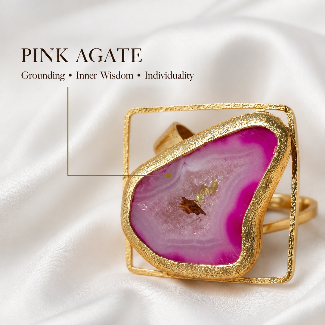 Heart of Gaia One-of-a-Kind Pink Agate Ring