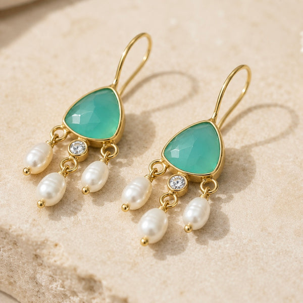 Celeste Gemstone & Pearl Drop Earrings