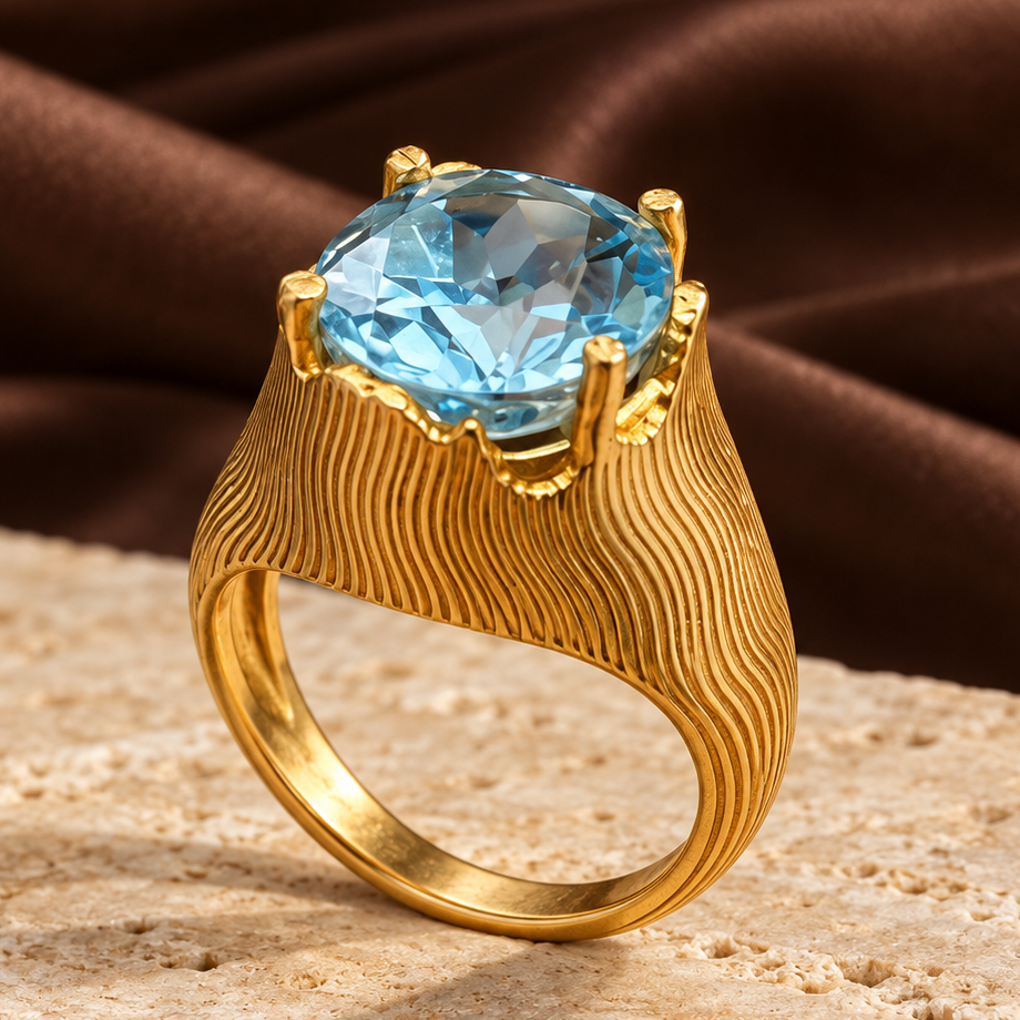 The Gilded Desert Ring | Blue Topaz