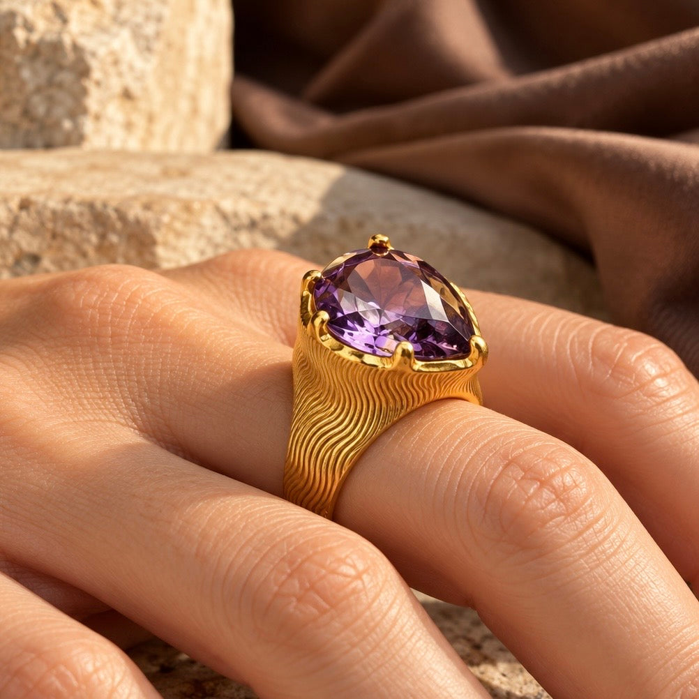 Gilded Desert Amethyst Ring