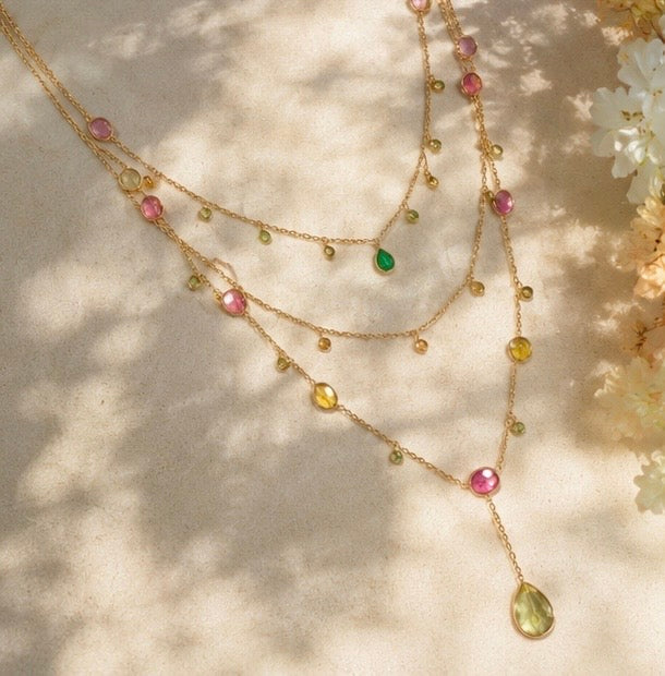 Zarif Three-Layer Mixed Tourmaline Necklace