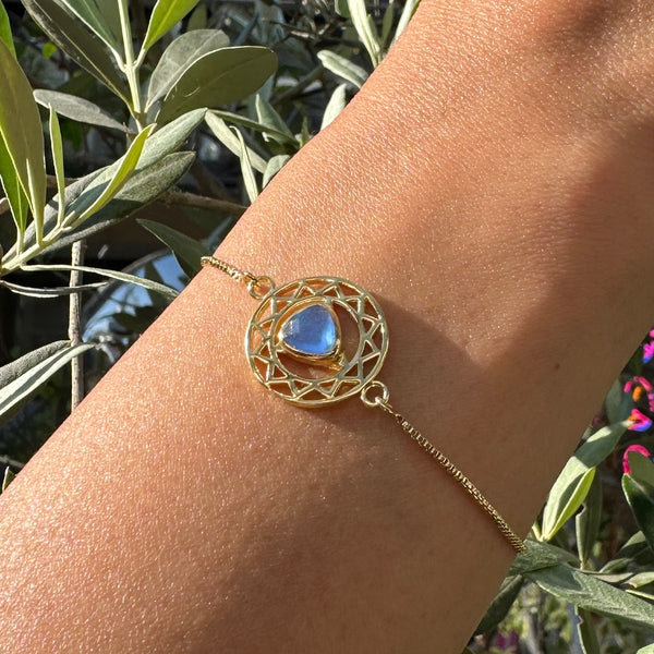 Blue Topaz Pull String Bracelet