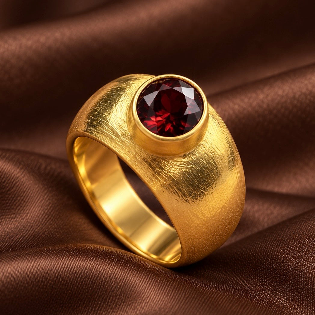 Crimson Garnet Sunring Ring