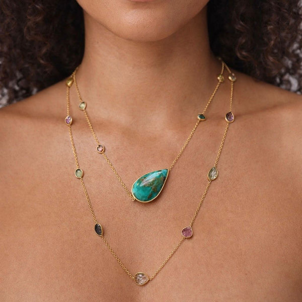 Mixed Tourmaline & Chrysocolla Necklace