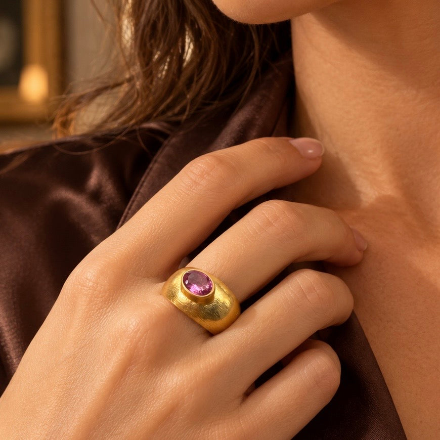 Pink Tourmaline Sovereign Ring