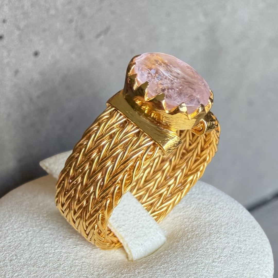 Emerald Statement Ring – One-of-a-Kind, 18K Gold Plated Sterling Silver