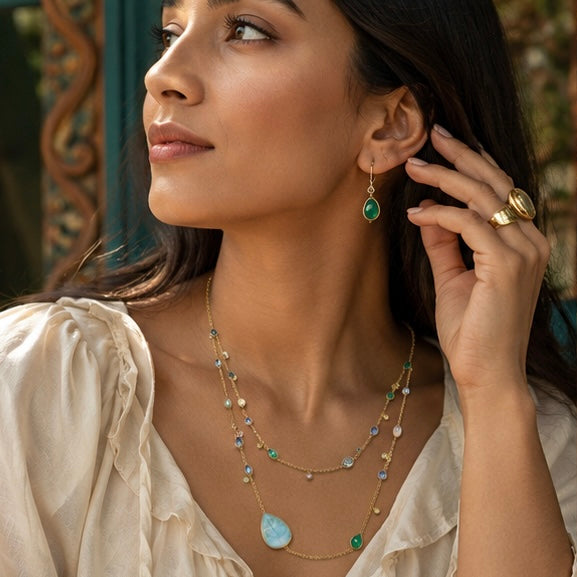 Zarif Larimar & Tourmaline Two-Layer Necklace