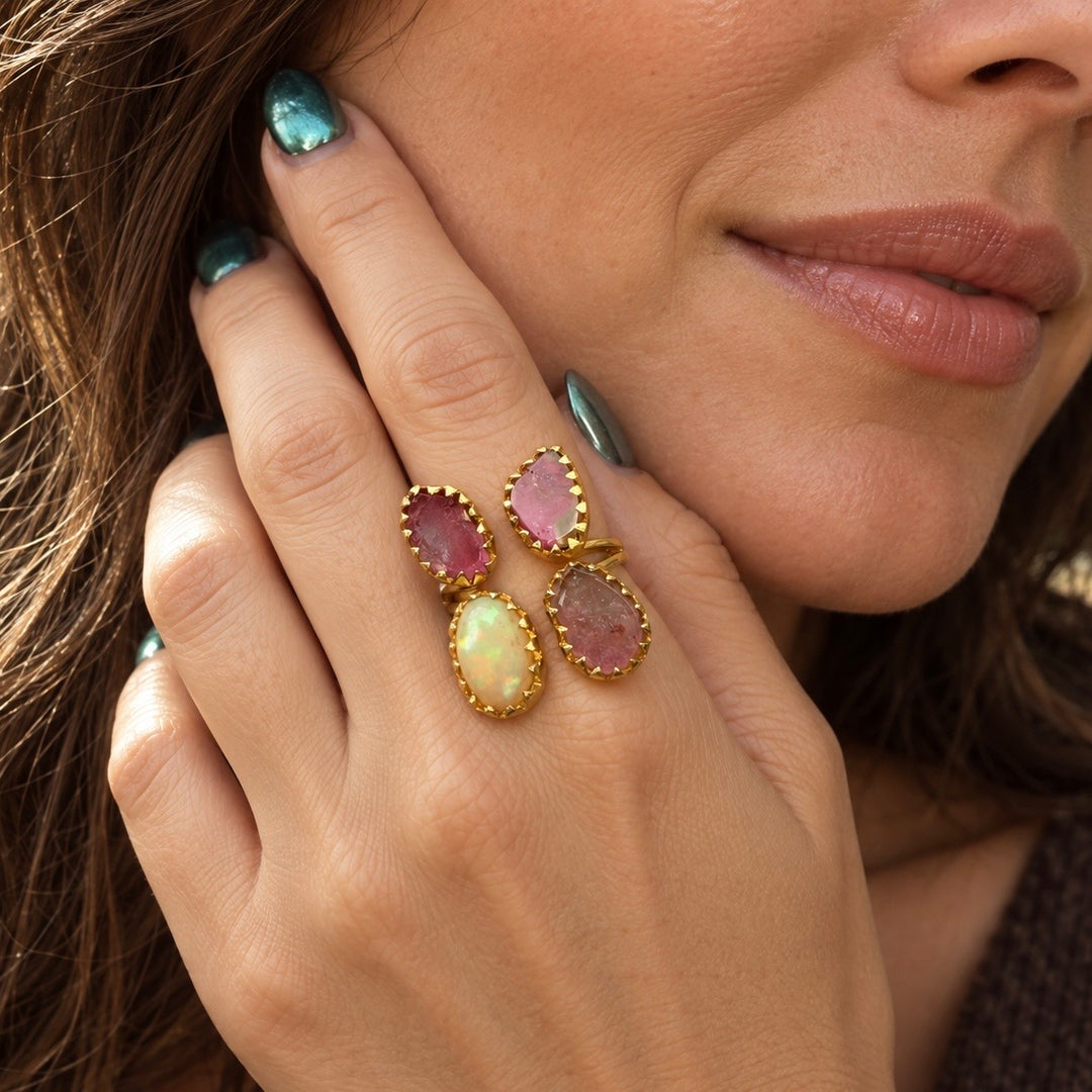 Firelight Butterfly Ring | Fire Opal & Watermelon Tourmaline