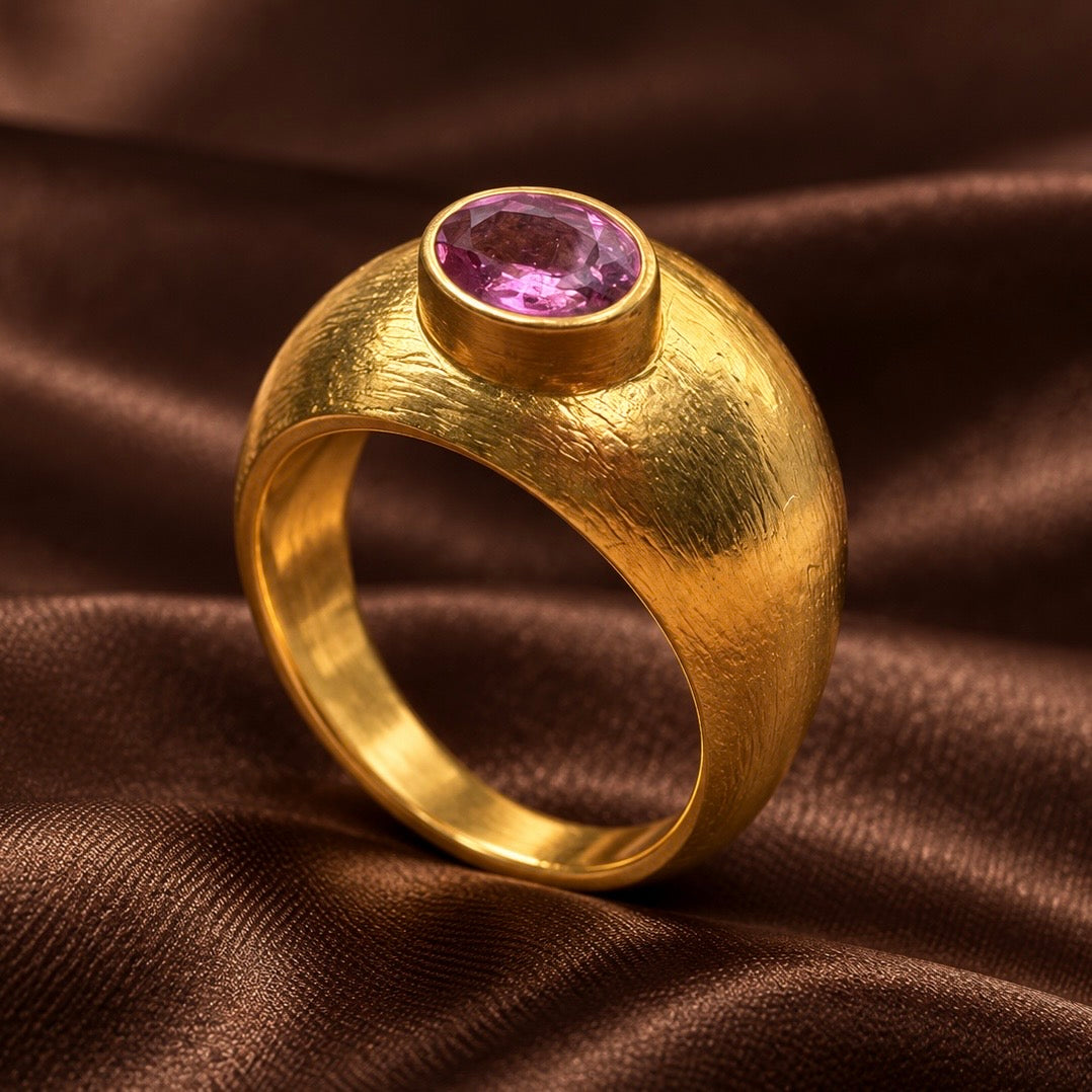 Pink Tourmaline Sovereign Ring