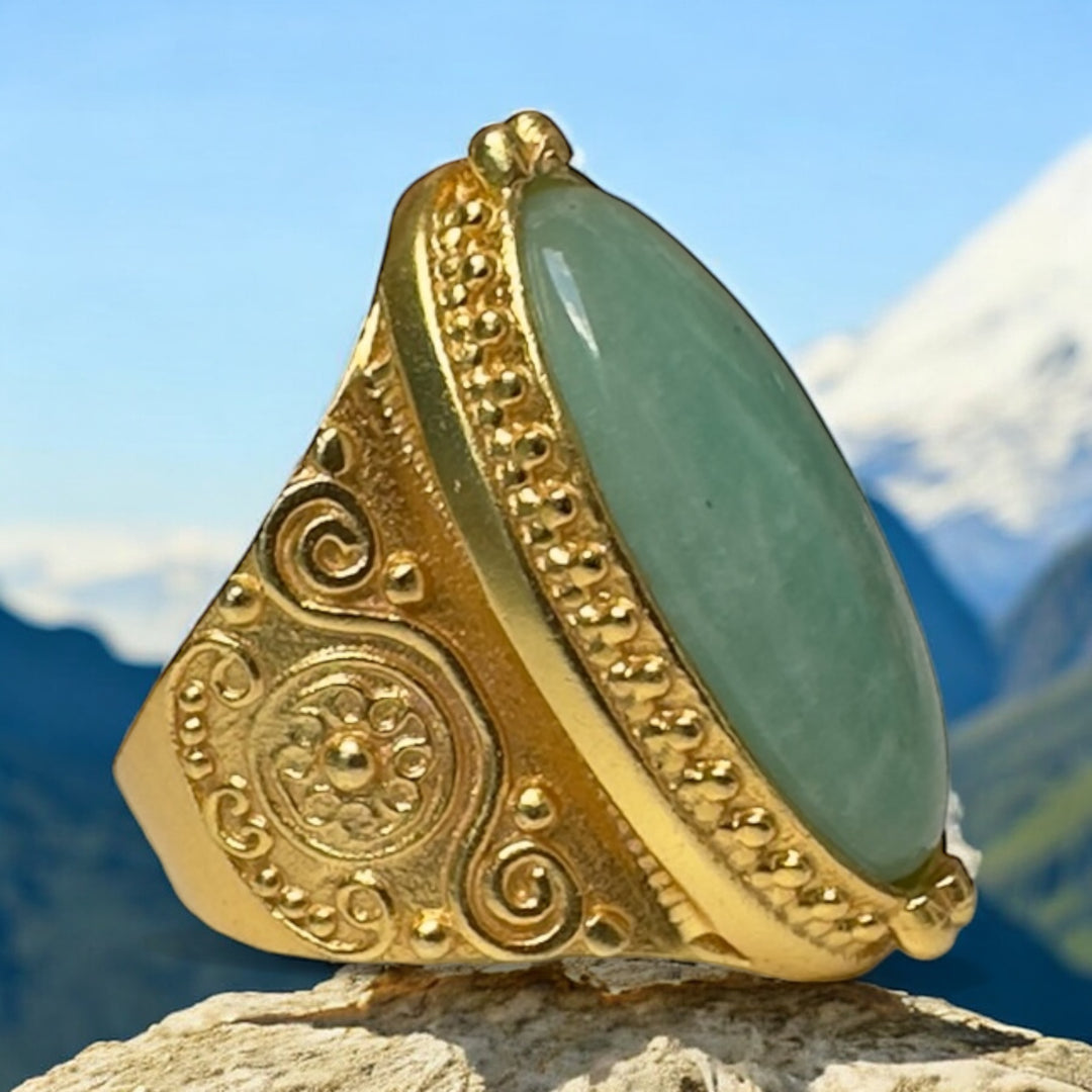 Moonlight Sorceress Labradorite Ring &amp; Amazon Queen Amazonite Ring