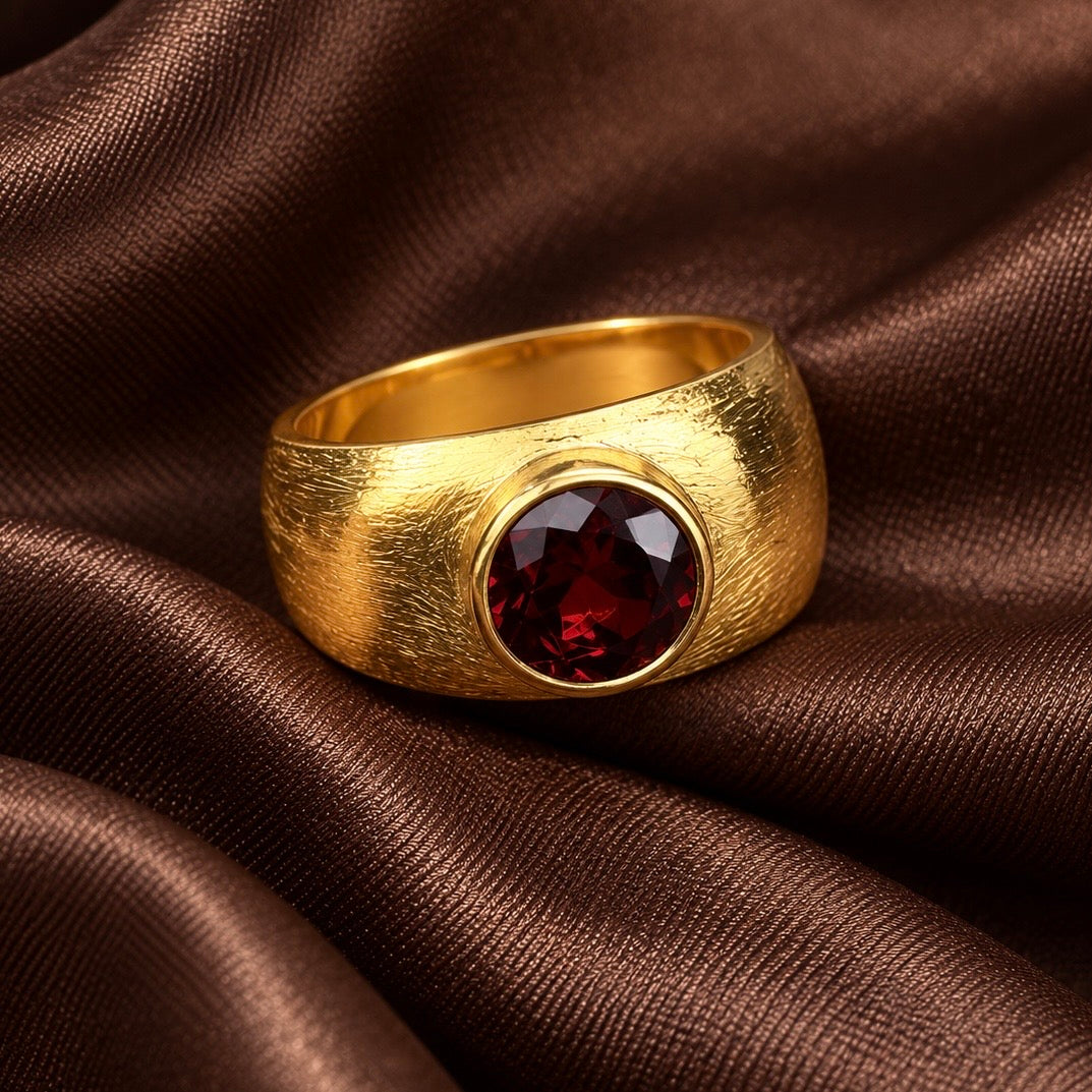 Crimson Garnet Sunring Ring