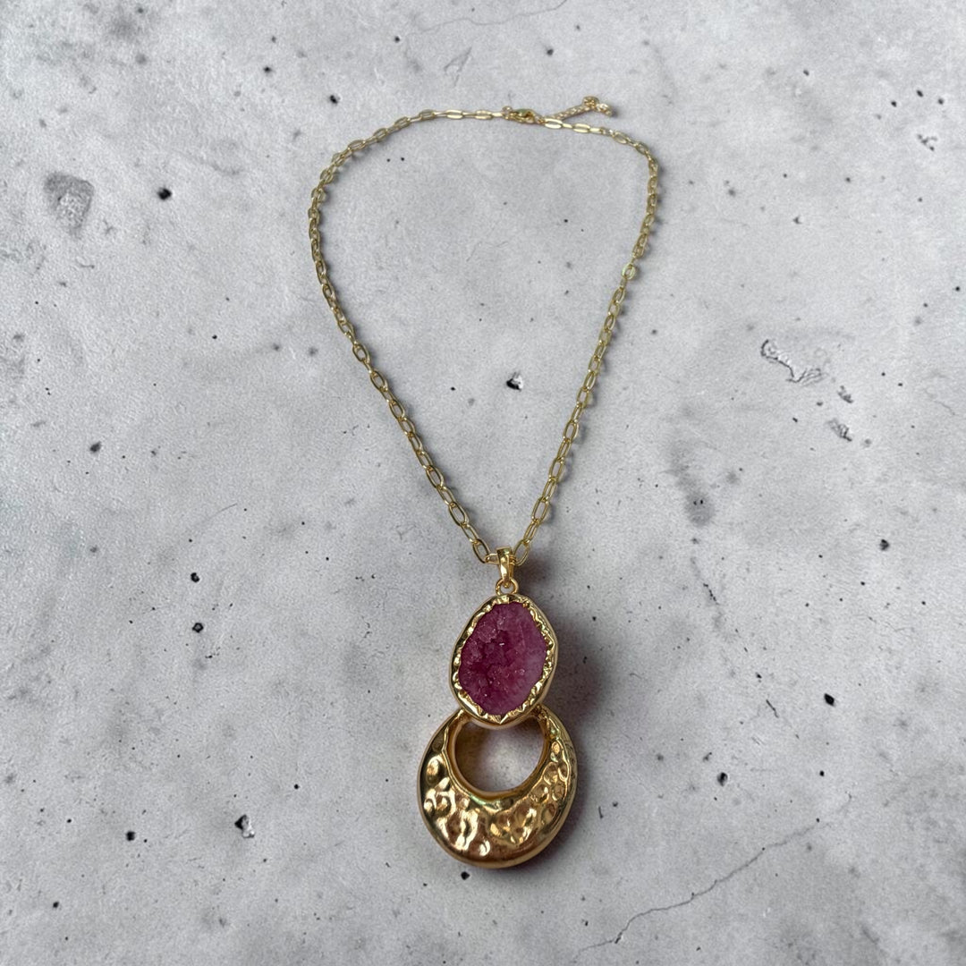 Moon Keeper Pink Druzy Pendant