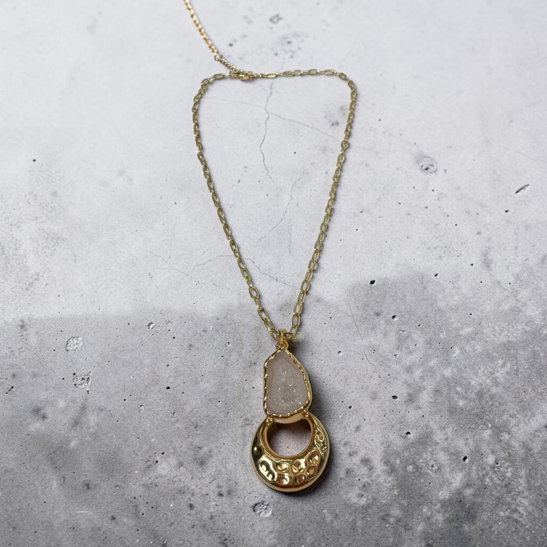 Moon Keeper White Druzy Pendant