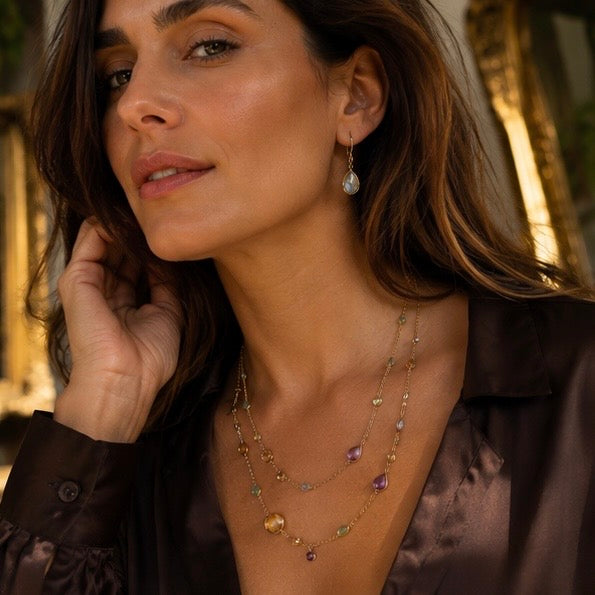 Zarif Golden Aura – Citrine, Amethyst & Mixed Tourmaline Layered Necklace