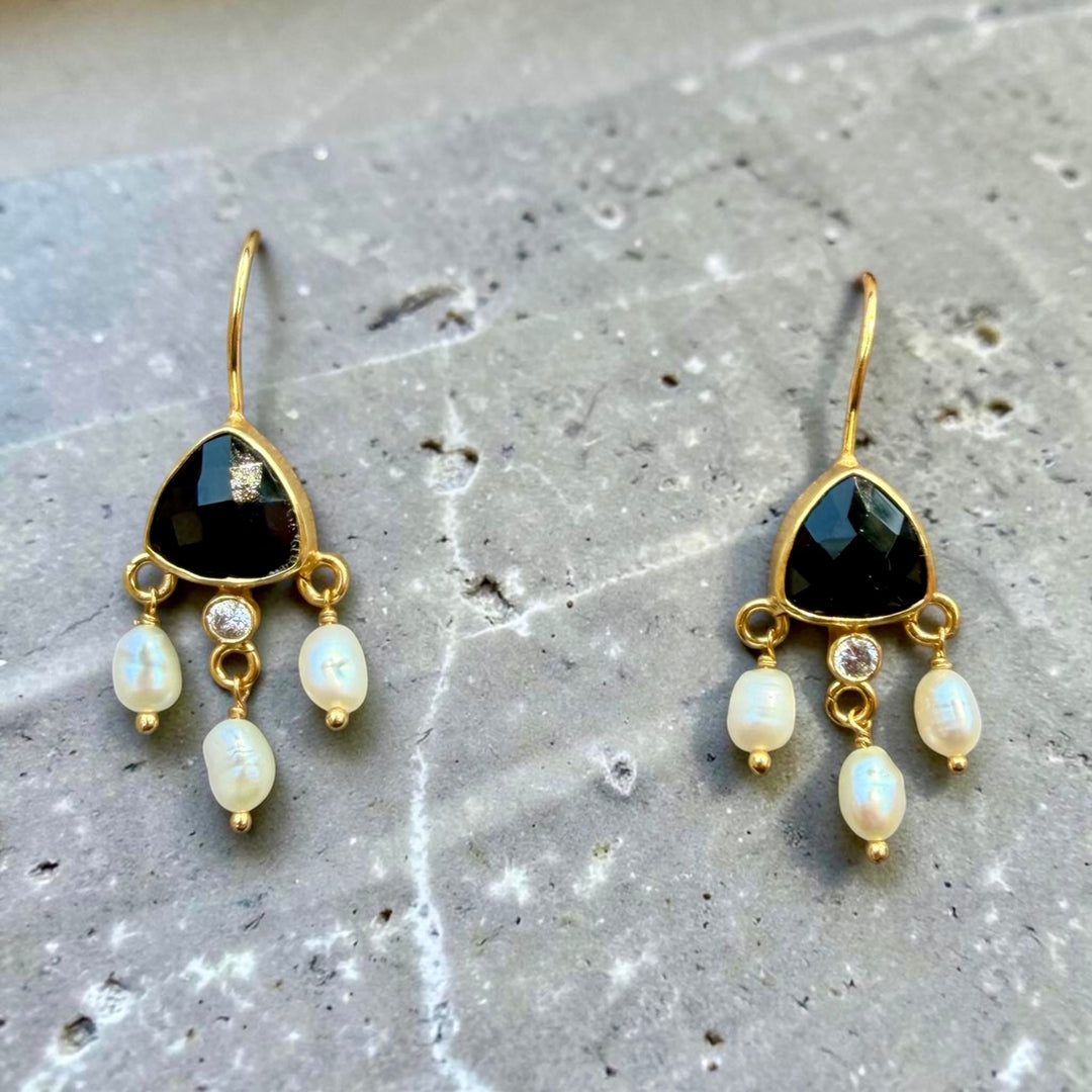 Celeste Gemstone & Pearl Drop Earrings