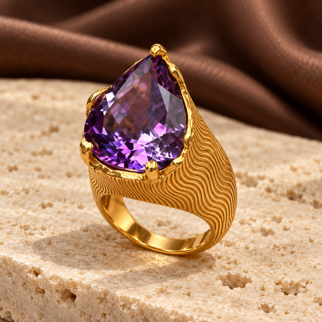 Gilded Desert Amethyst Ring