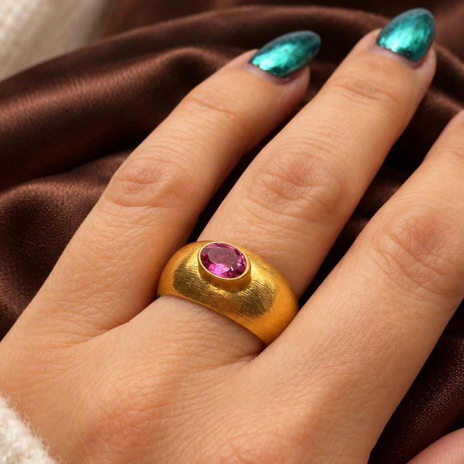 Pink Tourmaline Sovereign Ring