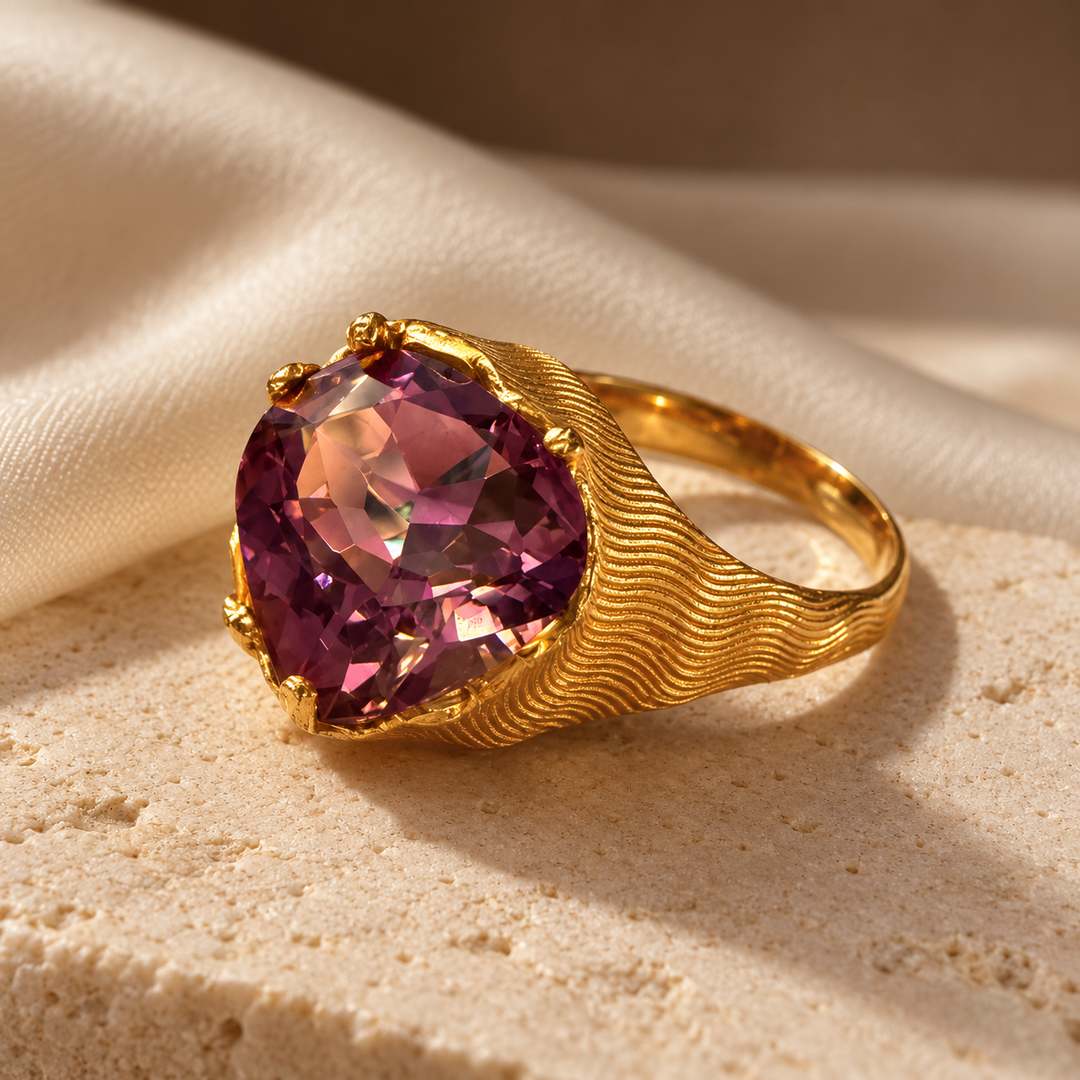 The Gilded Dune Amethyst Ring