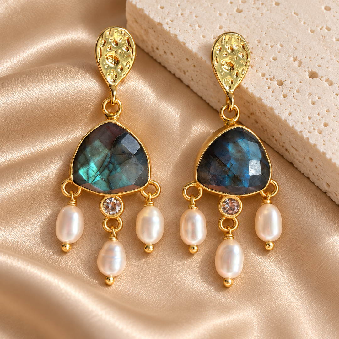 Blue Reverie Labradorite & Pearl Earrings