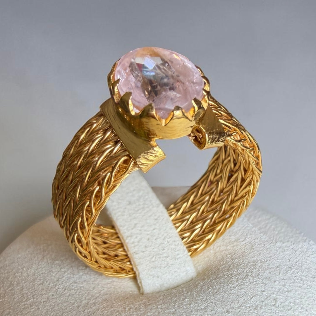 Emerald Statement Ring – One-of-a-Kind, 18K Gold Plated Sterling Silver