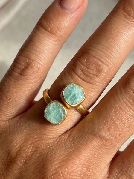 Double Stone Wrap Around  Ring 925 Sterling Silver 18K Gold Plated