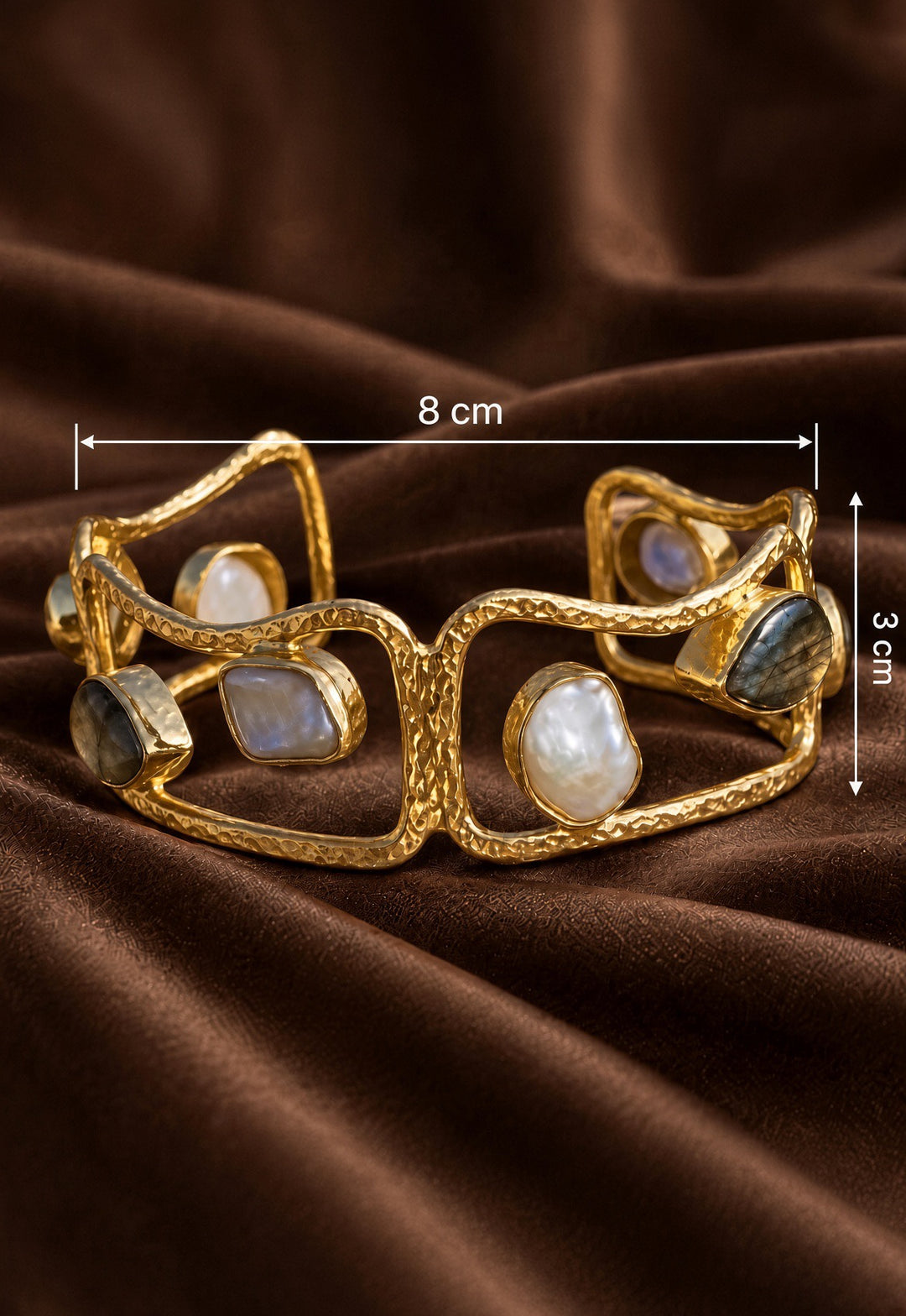 Celestial Tide Labradorite And Mother-Of-Pearl Cuff Bracelet