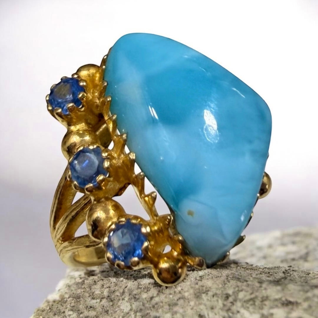 Tide of Tranquility
Larimar and Tanzanite Ring