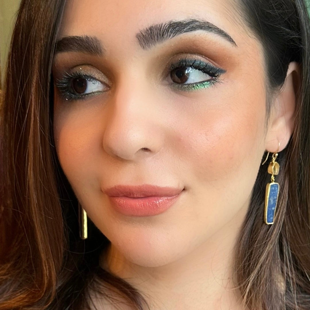 Ethnic Allure Citrine & Kyanite Silver and Gold plated  Earrings