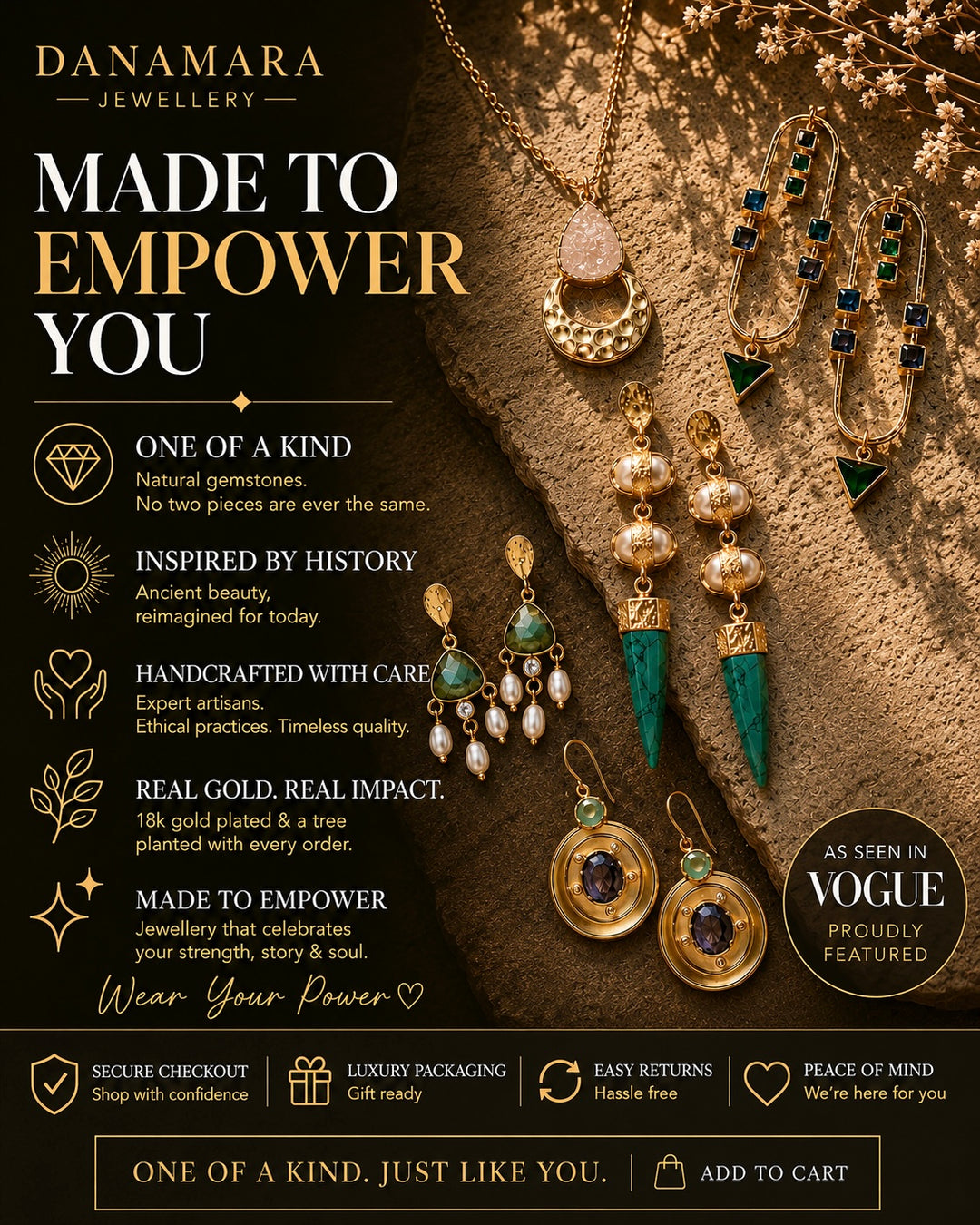 DanAmara Zarif delicate two layer gemstone necklace with one clasp