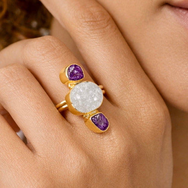 Fireheart Agate And Ruby Ring