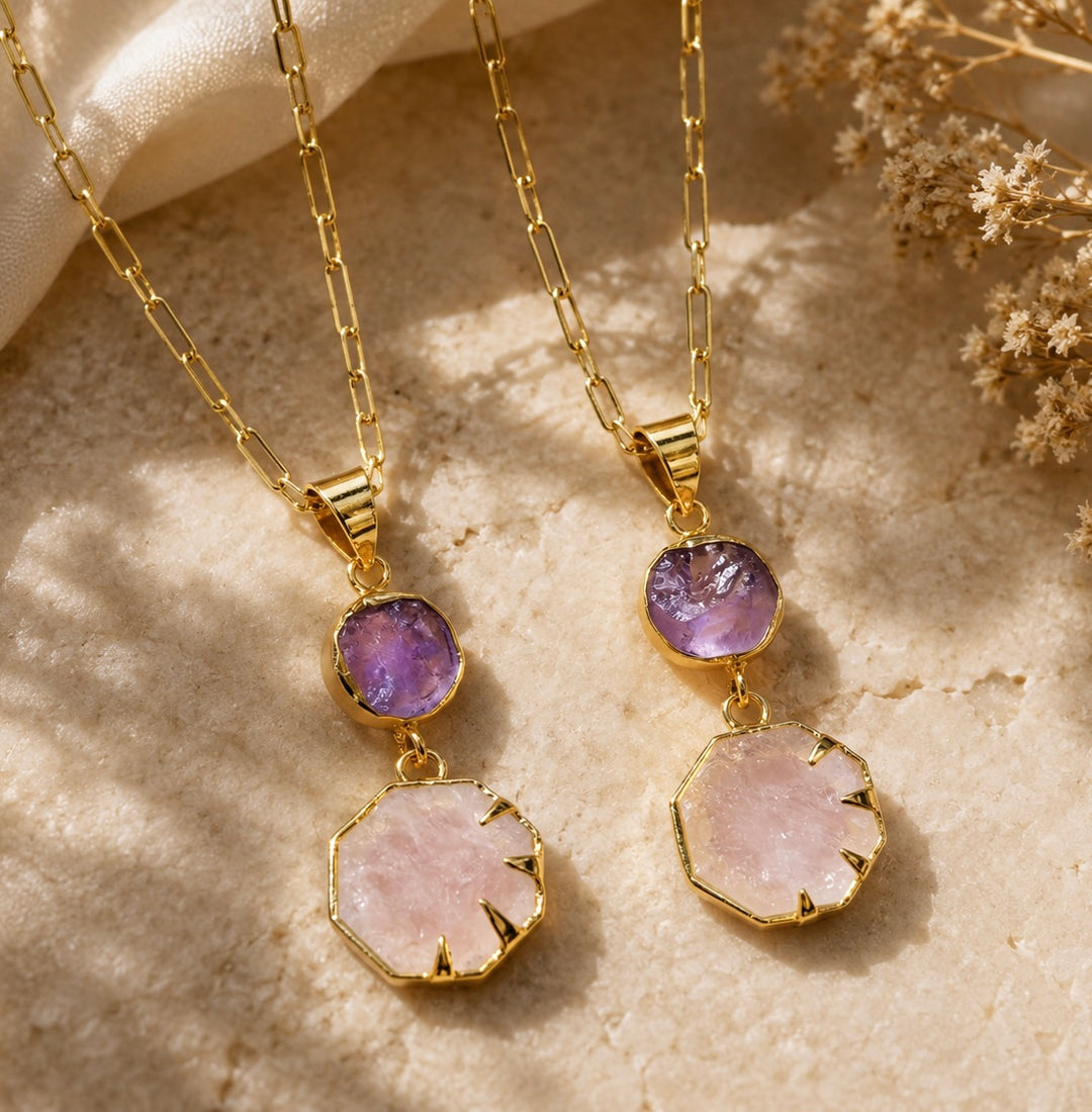 Rose & Amethyst Aura Pendant