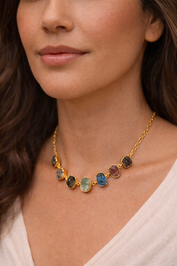 "Mystique Ember Seven Stone Choker Necklace