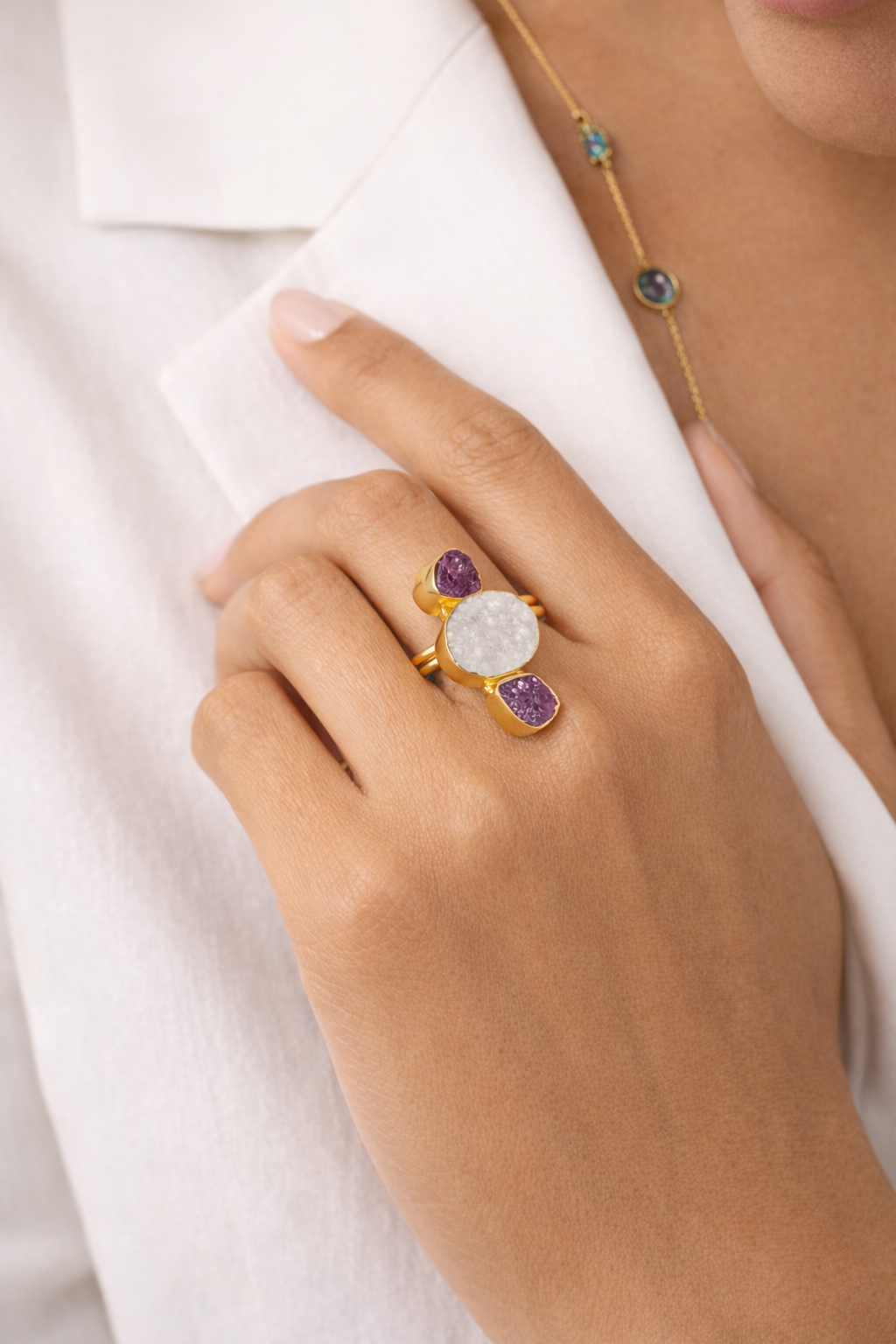 Fireheart Agate And Ruby Ring
