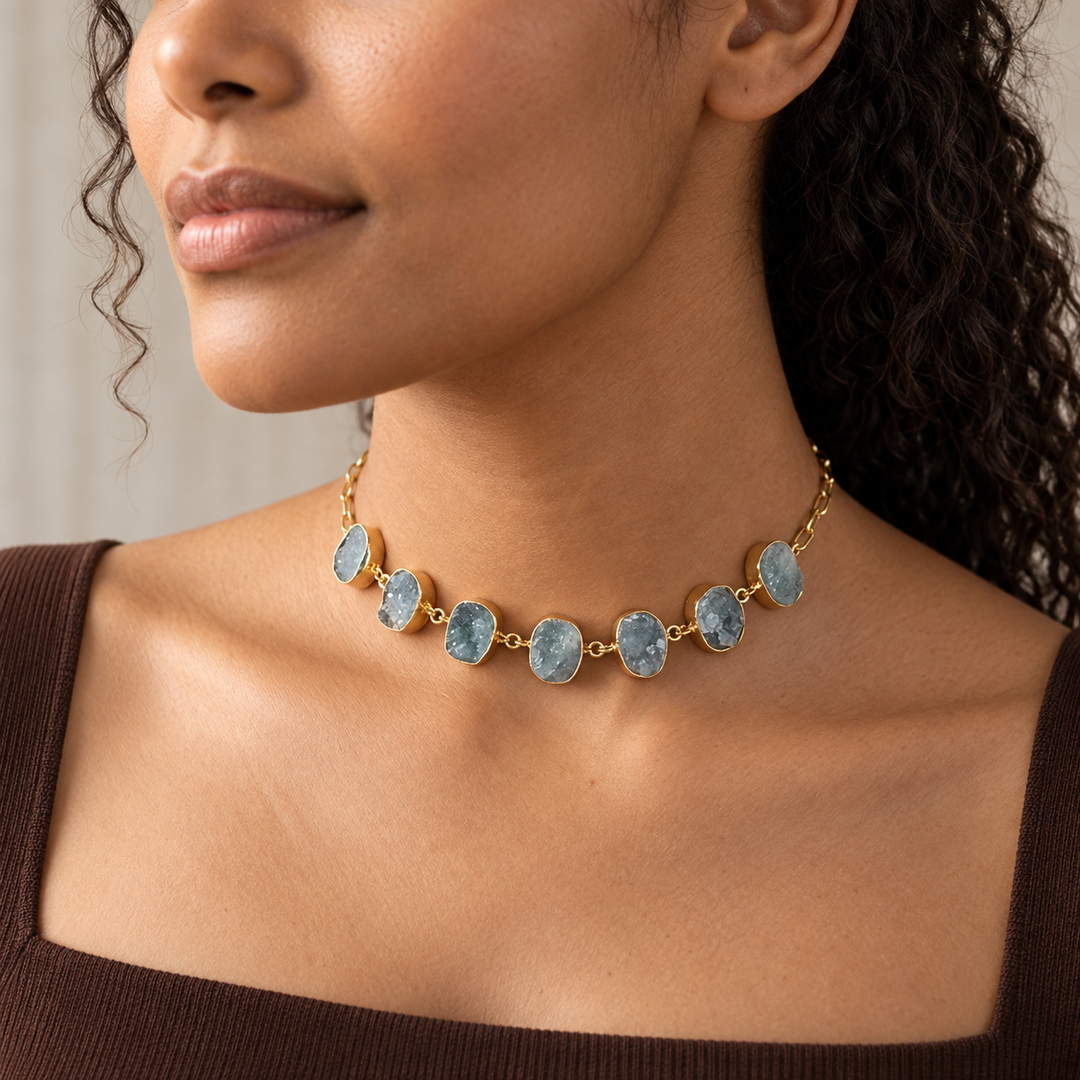 Seven-Stone Aquamarine Choker