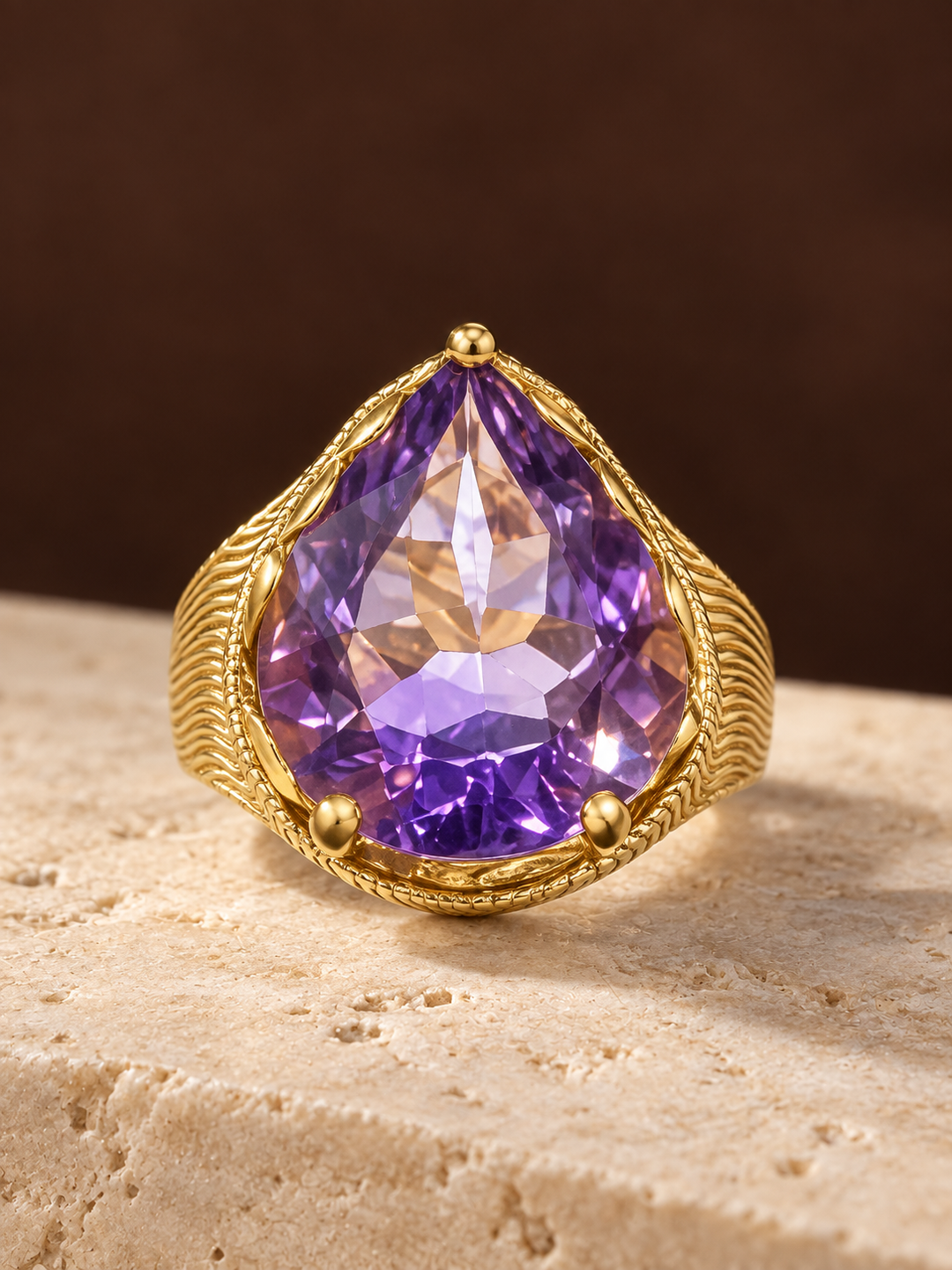 The Gilded Dune Amethyst Ring