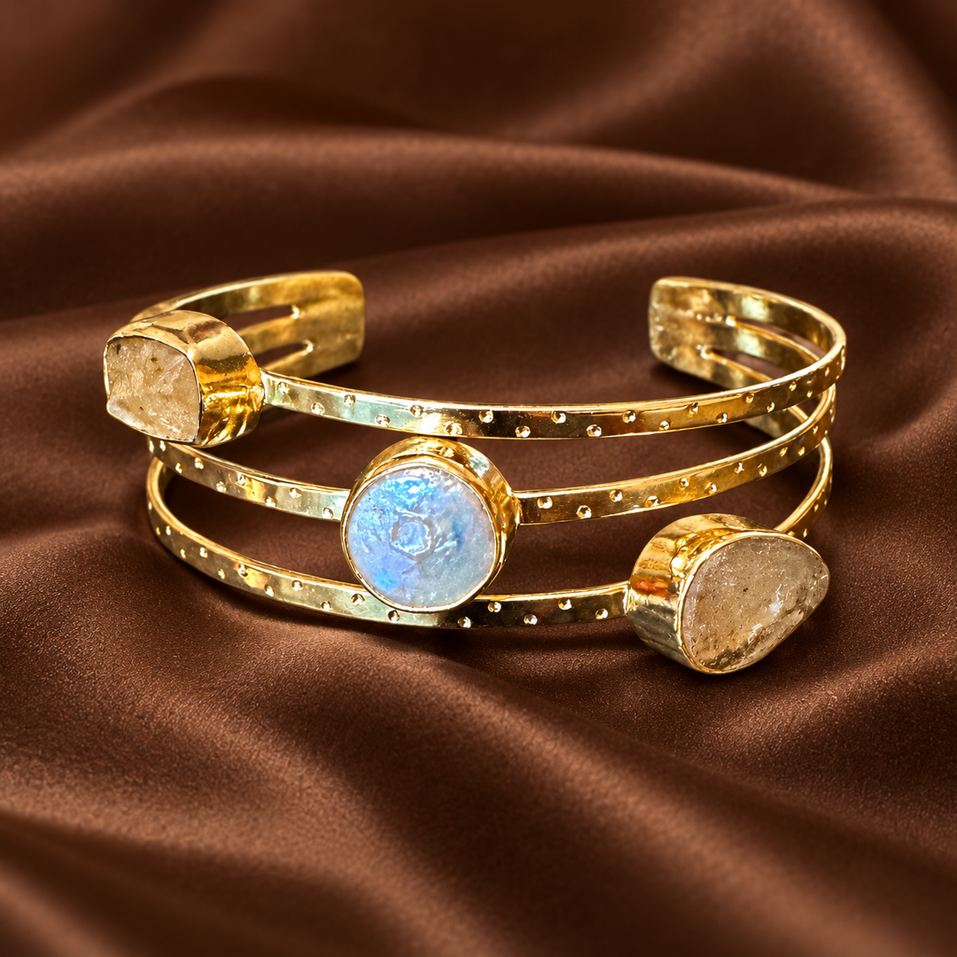 Golden Radiance Citrine And Pearl Bangle