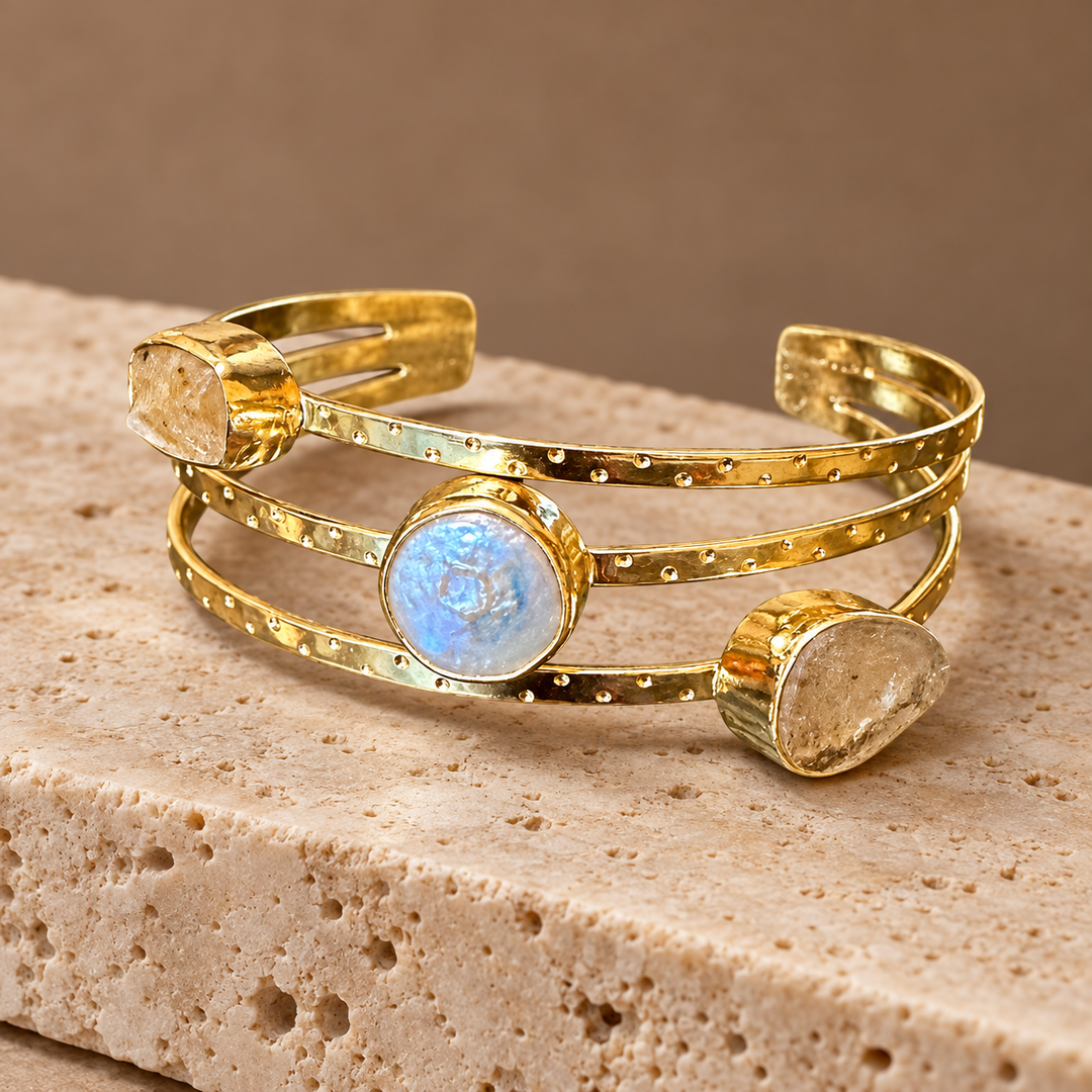 Golden Radiance Citrine And Pearl Bangle