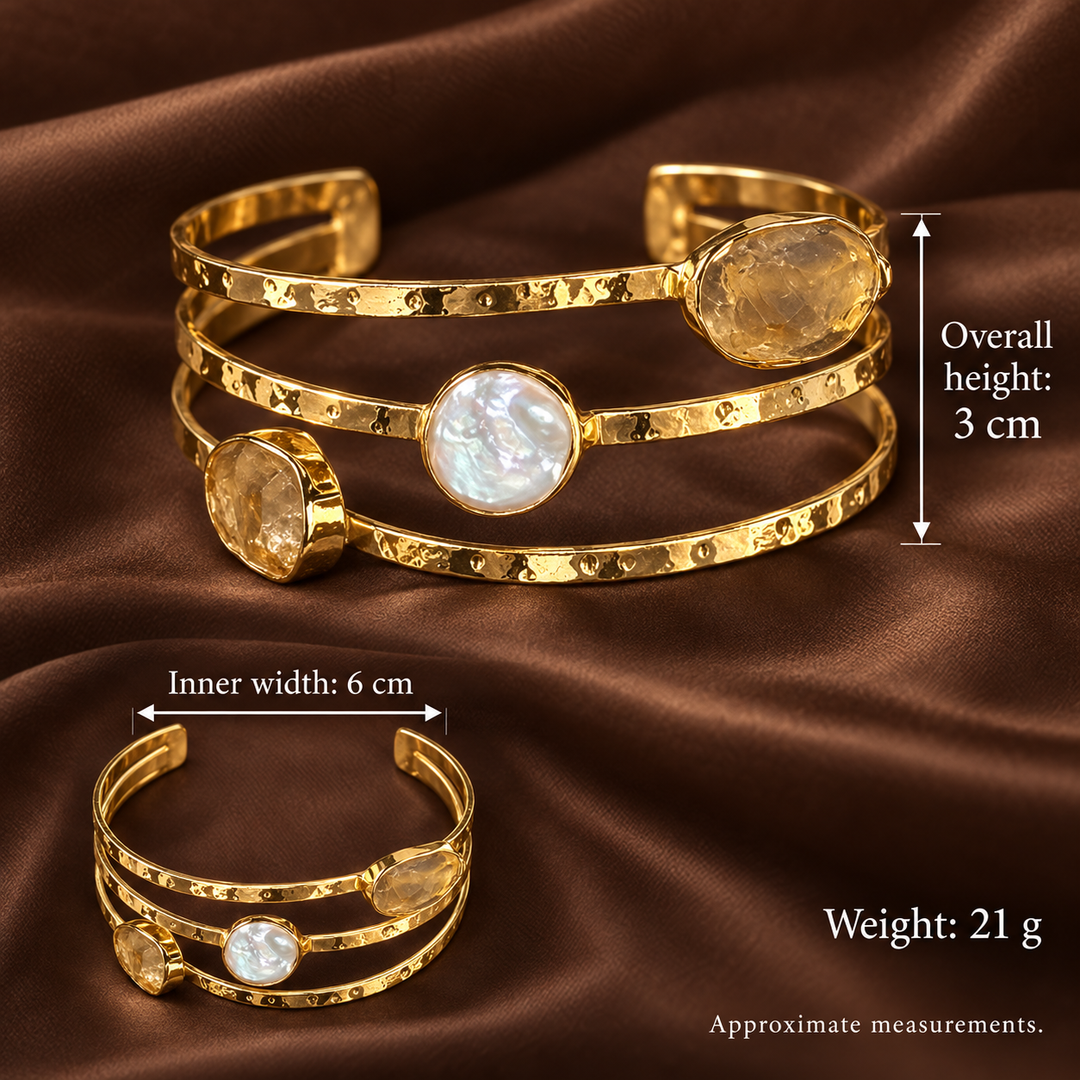 Golden Radiance Citrine And Pearl Bangle