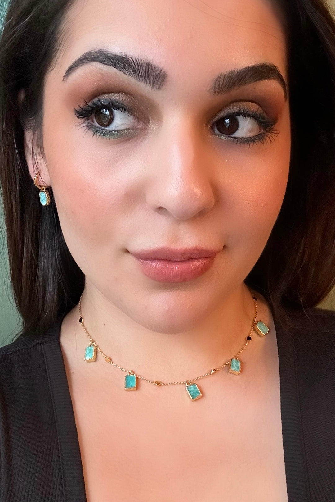 Moonstone & Amazonite 18k Gold Plated Necklace  Spiritual Healing Gemstone jewellery