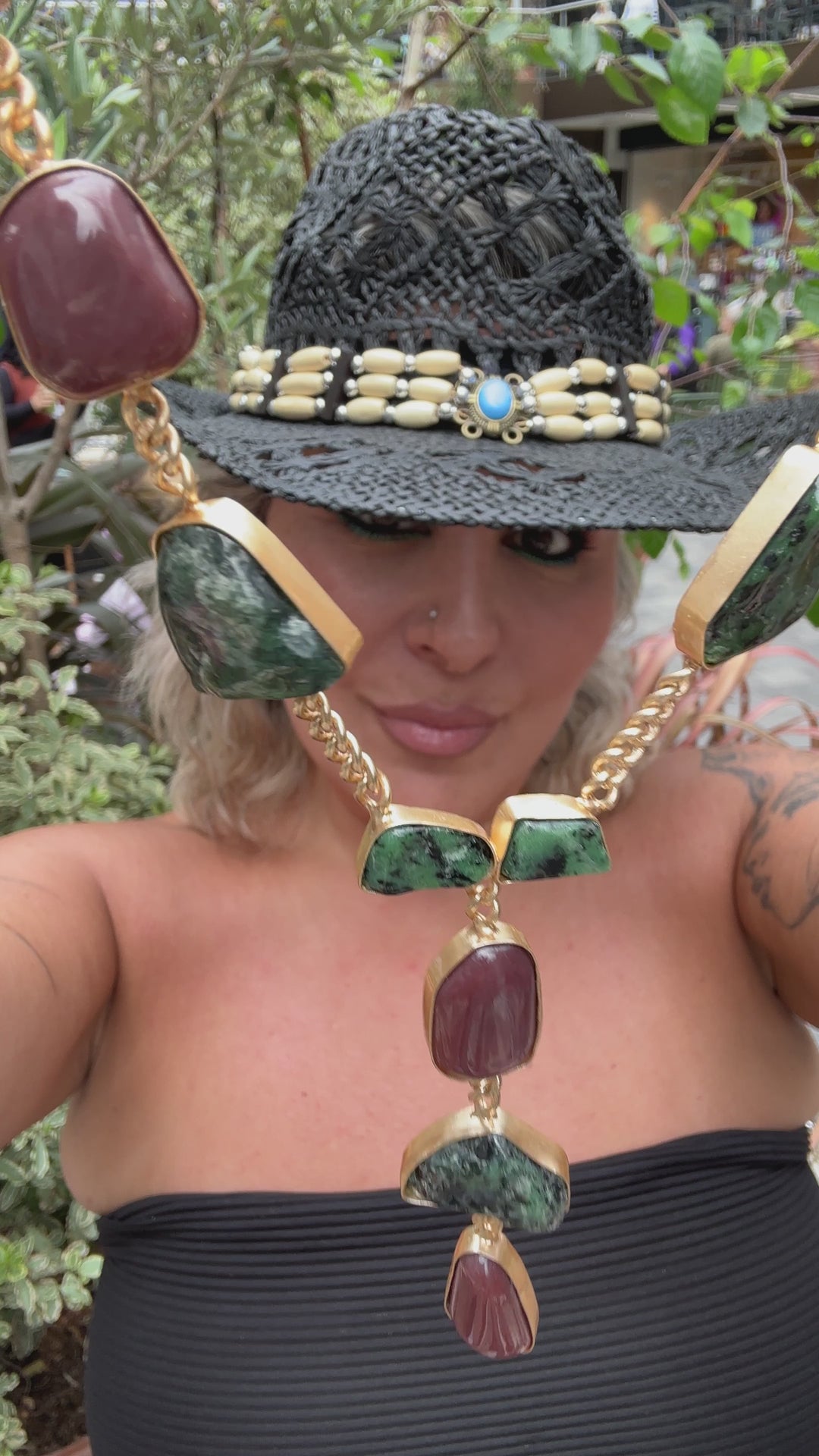 The Elaria Necklace In Red Jasper And Emerald