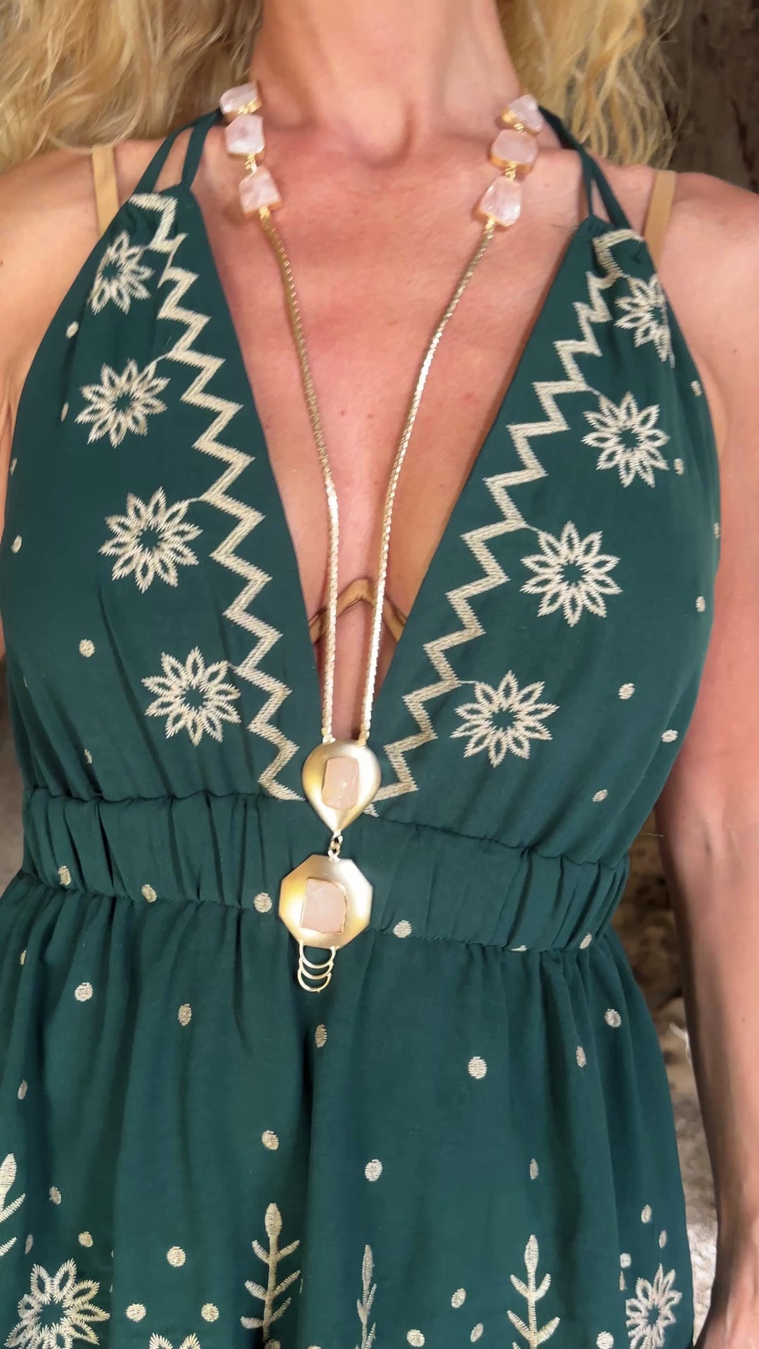 The Thearys Rose Quartz Empowering Goddess Necklace