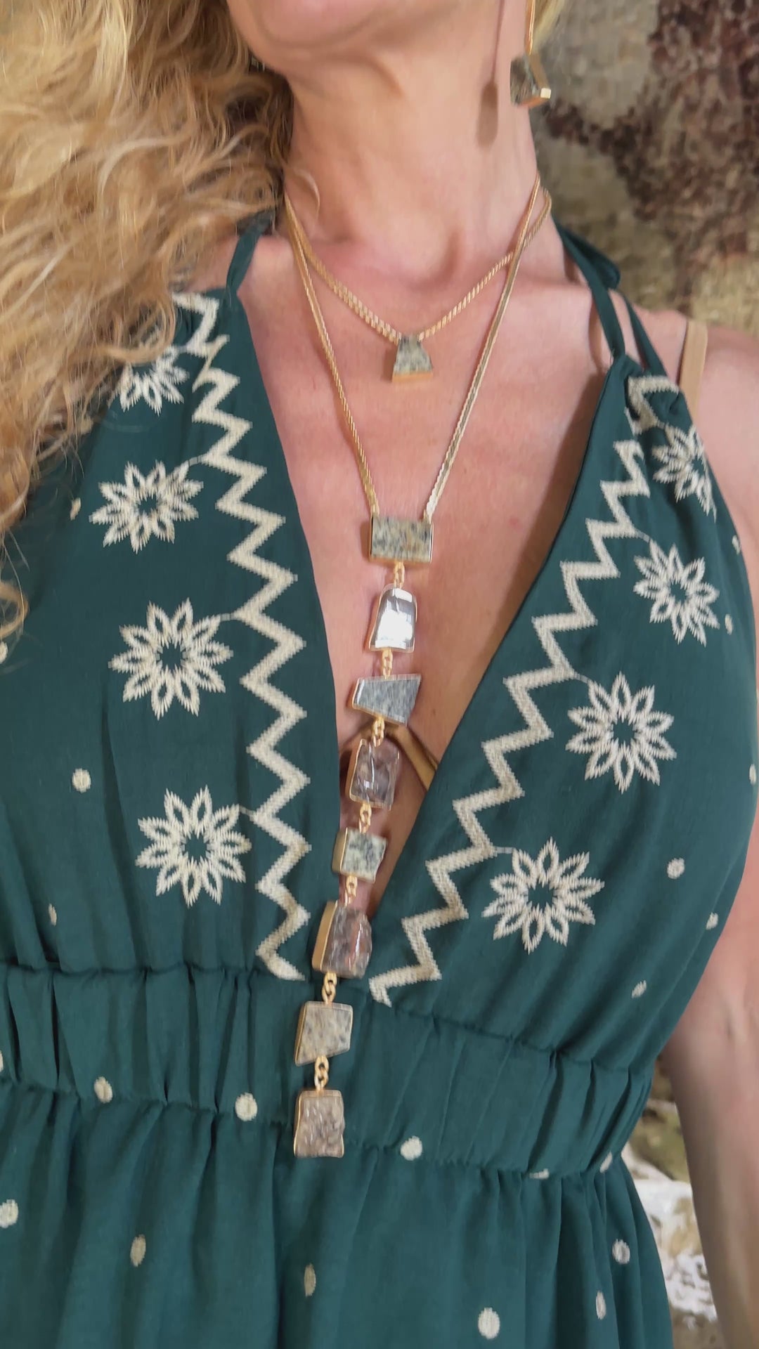 Athena’s light Serpentine And Smokey Quartz Necklace